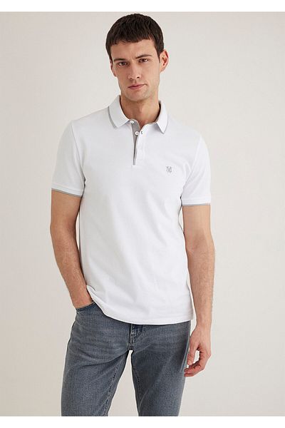 Mavi Weißes Polo-T-Shirt – Kragendetail, taillierter Schnitt 062373-27879