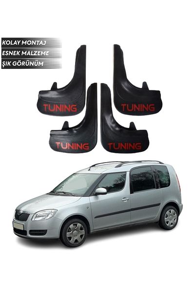 SONİKON LİNE Skoda Roomster Compatible Tuning Written 4-Piece Fender Mudguard Dust Cover Modified