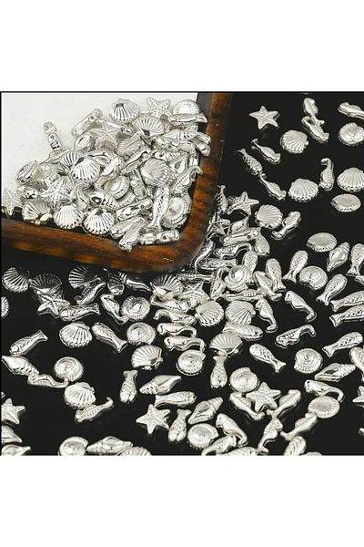 yiğit aksesuar 50 Pcs Silver Sea Figurines Plastic Spacer Jewelry Making Supplies