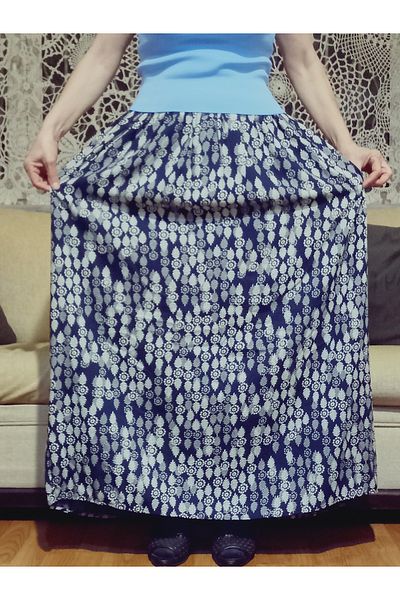 hoaryage Fusta de mama lungime maxi din tesatura de viscoza cu model cu talie elastica