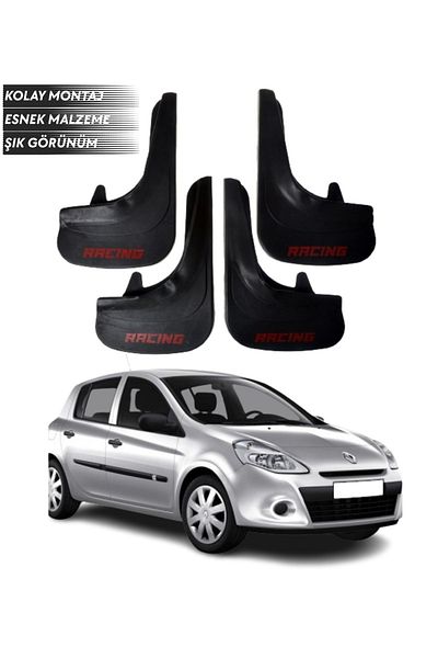 SONİKON LİNE Renault Clio 3 Compatible Racing Written 4-Piece Mudguard Mudguard Dust Cover Modified