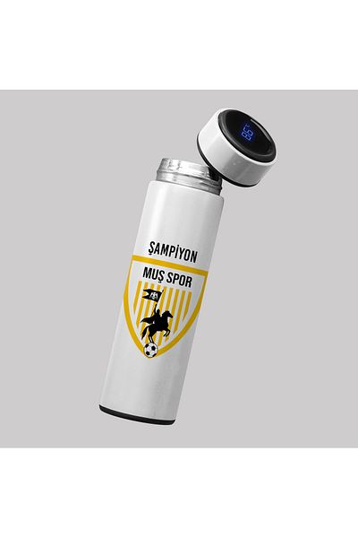 ZERYA Champion Mus Sport Illustrated Digital Display Steel Thermos 450 Mlt - Mus Sport Thermos
