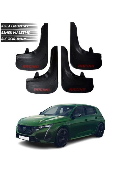 SONİKON LİNE Peugeot 308 Compatible Racing Written 4-Piece Fender Mudguard Dust Cover Modified