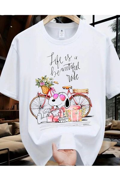 Pink Sky Cotton Oversize Printed Short Sleeve Crew Neck Casual Daily T-Shirt