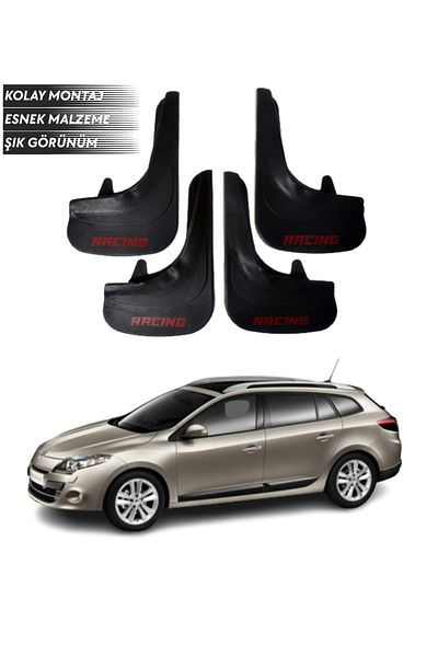 SONİKON LİNE Renault Megane 3 Stw 2010-2016 Compatible Racing Written 4-Piece Mudguard Mudguard Dust Cover Modified