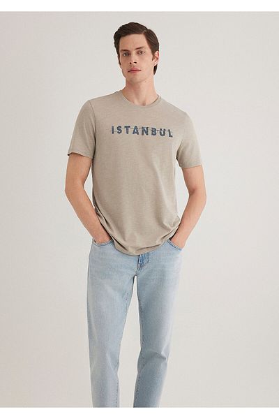 Mavi Γκρι μπλουζάκι με στάμπα Istanbul Slim Fit -066282-31935