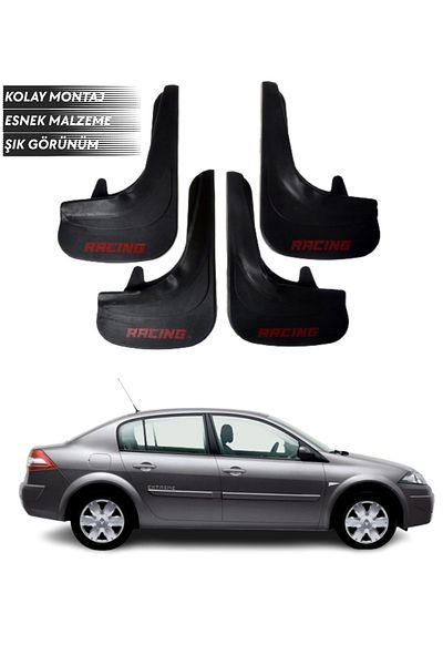 SONİKON LİNE Renault Megane 2 Sd 2004-2010 Compatible Racing Written 4-Piece Mudguard Mudguard Dust Cover Modified