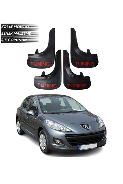 SONİKON LİNE Peugeot 207 Compatible Tuning Written 4-Piece Fender Mudguard Dust Cover Modified