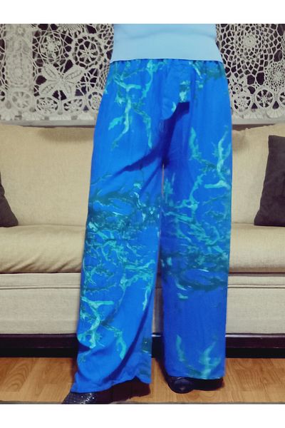 hoaryage Pantaloni cu talie elastică cu model etnic, 100% bumbac, viscoză