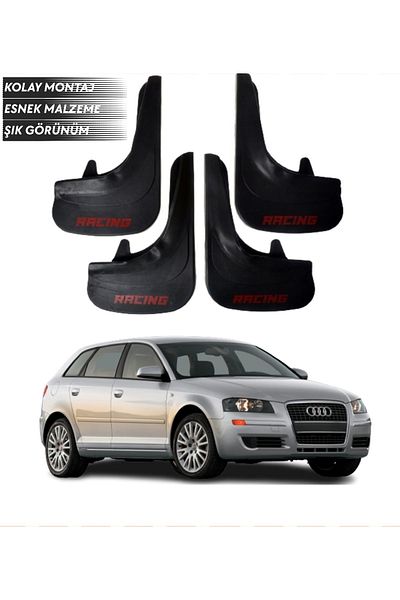 SONİKON LİNE Audi A3 Compatible Racing Written 4-Piece Fender Mudguard Dust Cover Modified