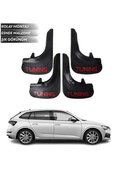 SONİKON LİNE Skoda Scala Compatible Tuning Written 4-Piece Fender Mudguard Dust Cover Modified