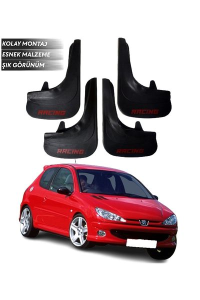 SONİKON LİNE Peugeot 206 Hb Peugeot 106 Compatible Racing Written 4-Piece Fender Mudguard Dust Cover Modified