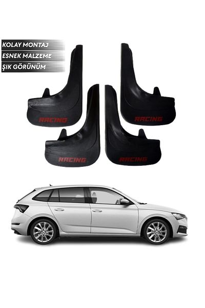 SONİKON LİNE Skoda Scala Compatible Racing Written 4-Piece Mudguard Mudguard Dust Cover Modified