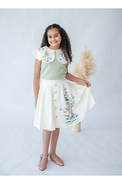 Stayele Blossom Breeze Embroidered Skirt Set