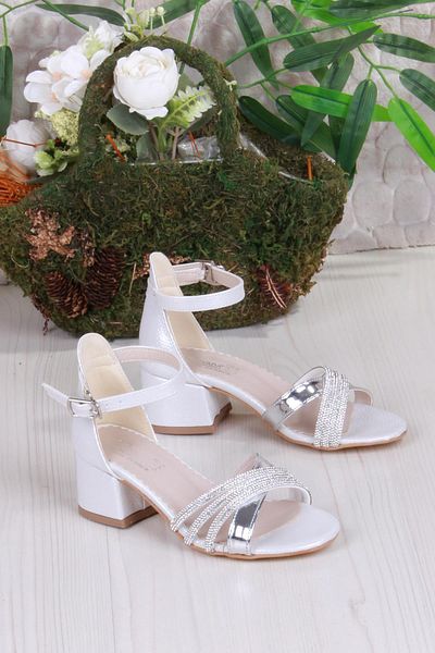 fort 352091 Stone Detailed Heeled Girl's Evening Dress Shoes