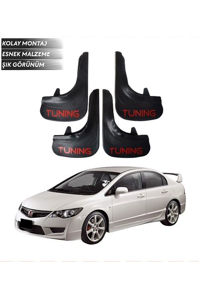 SONİKON LİNE Honda Civic 2007-2012 Compatible Tuning Written 4-Piece Fender Mudguard Dust Cover Modified