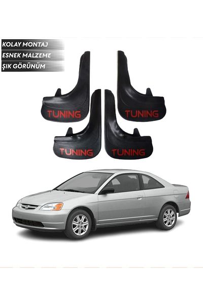 SONİKON LİNE Honda Civic 2001-2007 Compatible Tuning Written 4-Piece Fender Mudguard Dust Cover Modified