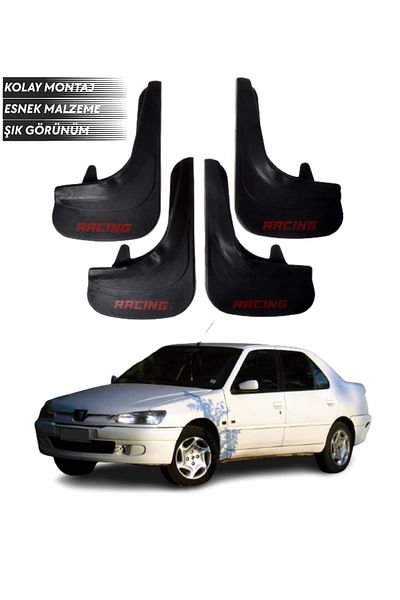 SONİKON LİNE Peugeot 306 Sd Racing Written 4-Piece Fender Mudguard Dust Cover Compatible with All Cases Modified