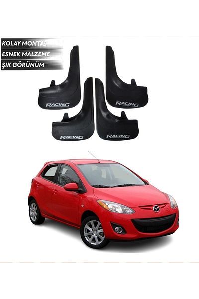SONİKON LİNE Mazda 2 Compatible Racing Written 4-Piece Mudguard Mudguard Dust Cover Modified