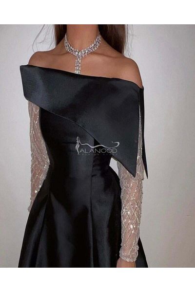 ALANOOD FASHION Luxurious Korean Mikado occasion dress with attractive sleeves
