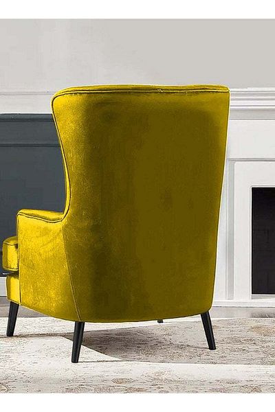 House One Velvet Royal Chair with Wingback and Arms