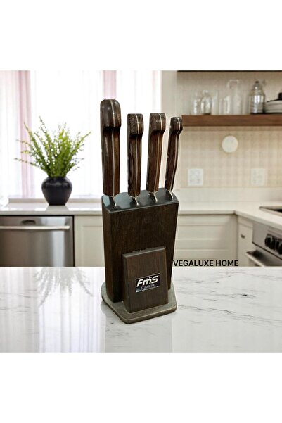 FMS Sürmene 5' Li Takozlu Bıçak Seti Şeflere Özel Ergonomik Venge Sap ve Uzun...