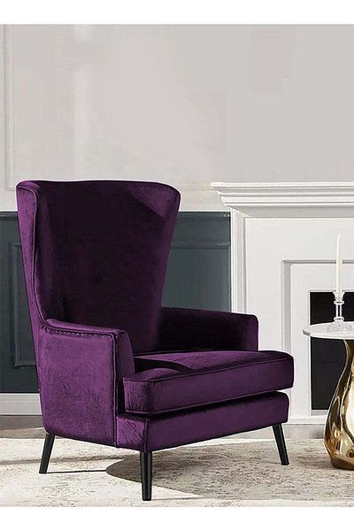 House One Velvet Royal Chair with Wingback and Arms
