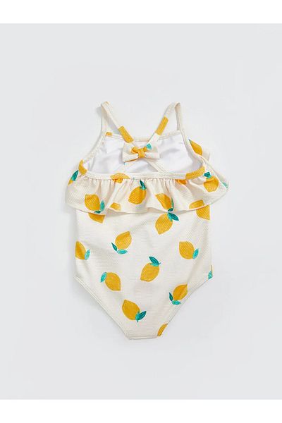 LC Waikiki Crew Neck Strawberry Printed Girl's Swimsuit