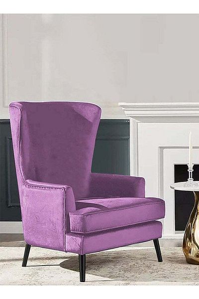 House One Velvet Royal Chair with Wingback and Arms