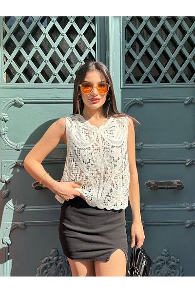 HandCo Women's Summer Knitted Blouse White