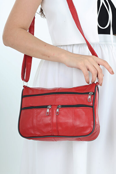 NahitaTyana Γνήσιο δέρμα χωρίς κάλυμμα Κόκκινη γυναικεία τσάντα ώμου και αγγε...