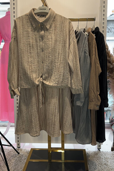 Raqqa طقم ملابس صيفية من الكتان باللون البيج - إكرو