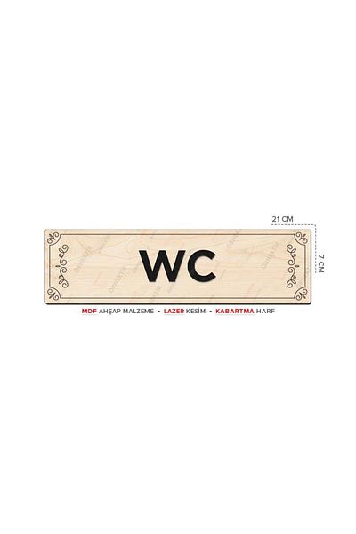 Posterya At01034 - Wc Laser Cut Embossed Letter Mdf Wooden Directional Sign (21×7cm)