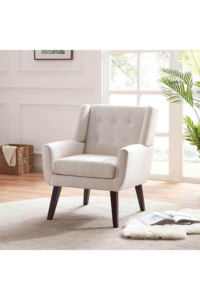 House One Side Chair| swedish wood and Linen - Beige - 83x73x86 cm