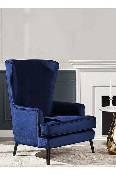 House One Velvet Royal Chair with Wingback and Arms