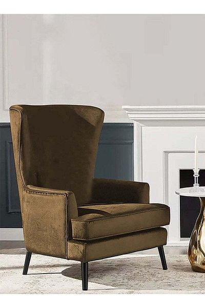 House One Velvet Royal Chair with Wingback and Arms