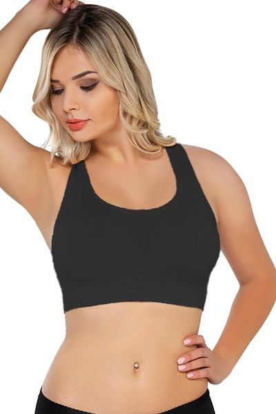 emosavm Black Emay 4027 Seamless Tulle Padded Bustier