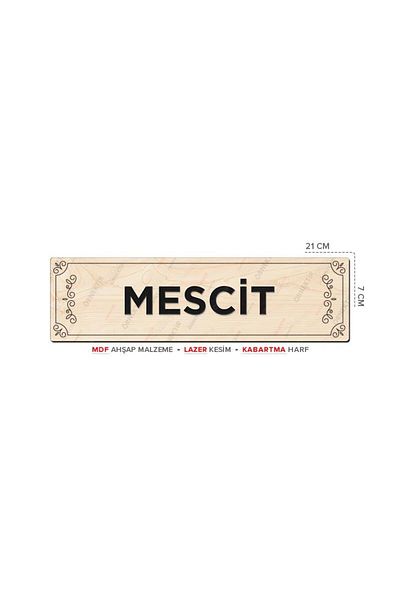 Posterya At01027 - Mescit Laser Cut Embossed Letter Mdf Wooden Direction Sign (21×7cm)