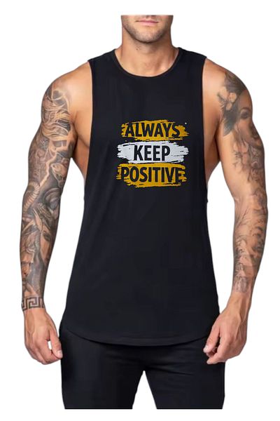 MUTLUGYM Fitness Gym Tank Top Sportsman Training Tank Top Black Thick Strap (Keep Al)