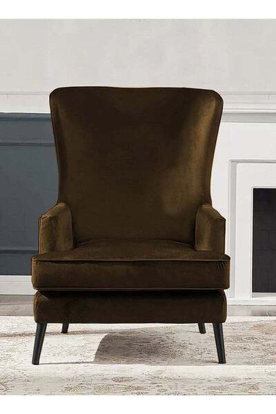 House One Velvet Royal Chair with Wingback and Arms