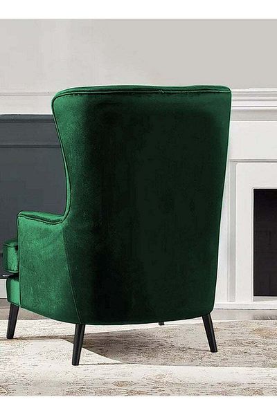 House One Velvet Royal Chair with Wingback and Arms