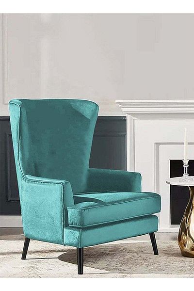 House One Velvet Royal Chair with Wingback and Arms