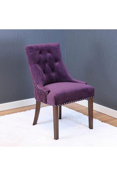 House One Side Chair| swedish wood and Velvet - Purple - 100x51x62 cm