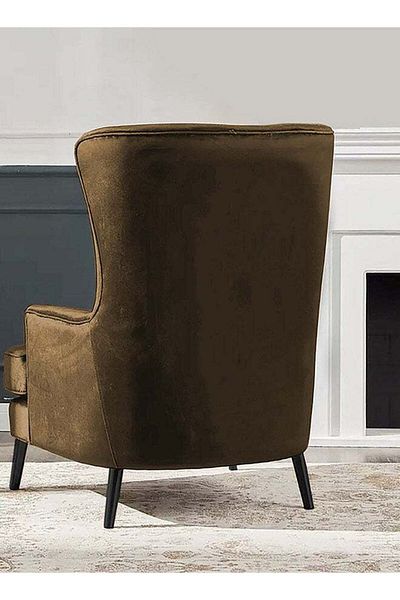 House One Velvet Royal Chair with Wingback and Arms