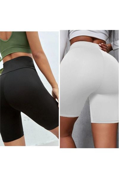 FAB 2 Pack Women's Sports Shorts High Waist Firming Lycra Diving Tights