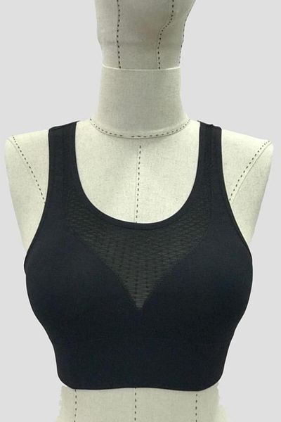 emosavm Black Emay 4028 Seamless Tulle Gathering Bustier