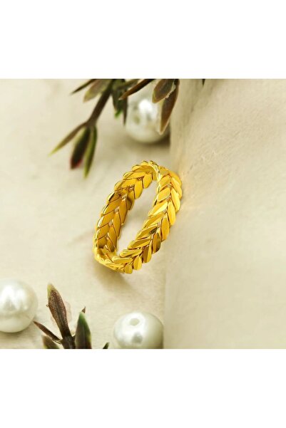 AKSESUARIM 22 Ayar Altın Kaplama Başak Burma Model Yüzük