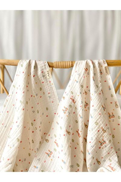 Zezig Hello Bebi Series Set of 2 Muslin Blankets - Rabbits 85X85