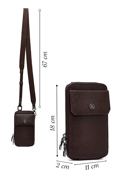 Derimod Men's Brown Leather Crossbody Bag 25Sbd3300Ft