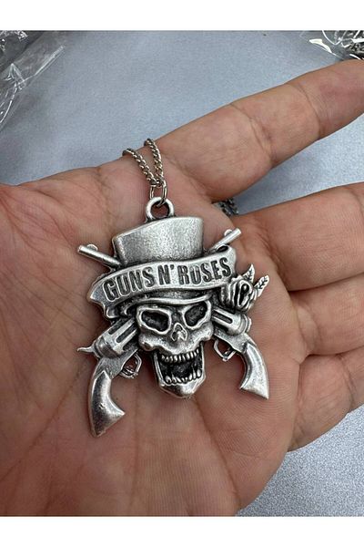 Herşey Nota Guns N' Roses Silver Color Plain Chain Necklace – 60 cm Unisex Rock Jewelry